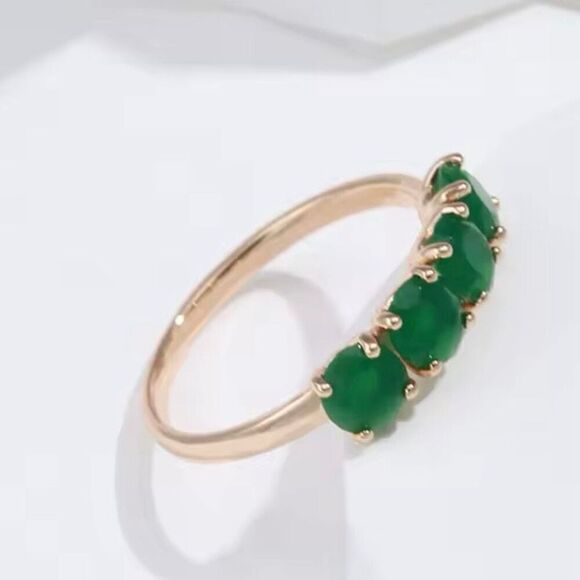 Stunning Round Natural 4 Stone Emerald 18k Gold Ring Womens New - Picture 5 of 15